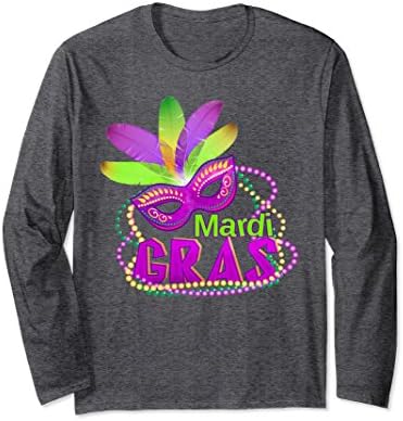 Unisex Mardi Gras Long Sleeve Shirt Large Dark Heather
