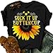 Donbetuy Women's Cute Summer Sunflower T Shirts Vintage Funny Short Sleeve Graphic Cotton Tees Tops