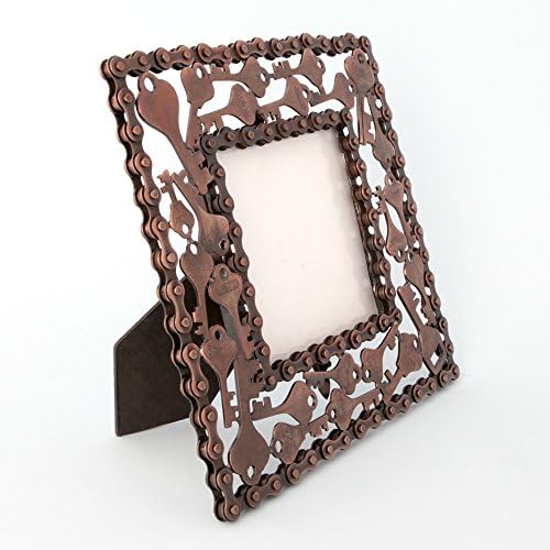 Photo Frame - Recycled Keys - Hand Crafted Frame by Simply Natural Bliss - 4x4 in - Unique Picture Frame for Horizontal or Vertical Pictures - Great for Kids and Families - Recycled Materials