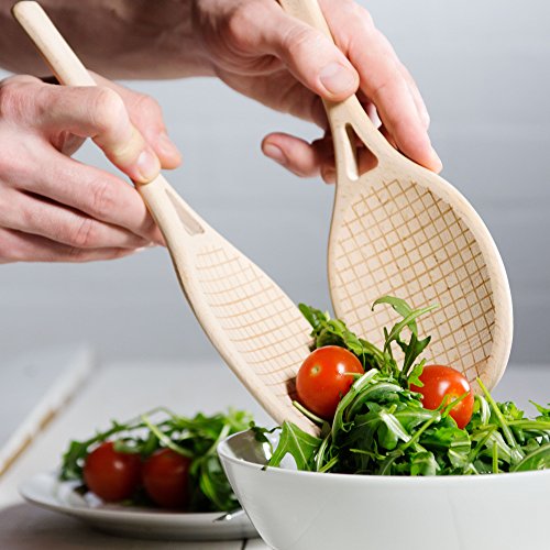 image for SUCK UK SK SALADTEN1 WOODEN SALAD SERVERS | NOVELTY KITCHENWARE SPOONS