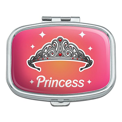 Princess Crown Tiara Pink Background Rectangle Pill Case Trinket Gift Box