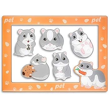 Morcart Hamster Magnets And 4x6 Inches Magnetic Photo Frame 6 Pcak Animal Fridge Magnets Set Decoration for Fridge Home classroom Office,Best Gift Choice