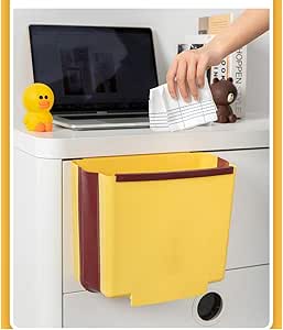 DASGF Cubo de la Basura de la Cocina, Colgando Plegable Amarillo