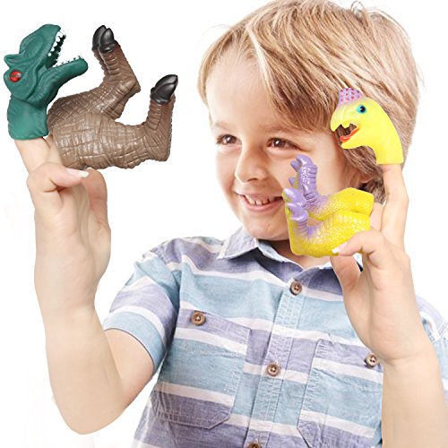 rainbow yuango 36PCS Realistic Dinosaur Finger Puppets Playset Soft Vinyl Rubber Dinosaur Head Finger Puppet with Feet Theaters Doll Model Toy for Kids