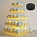 Sumerflos Acrylic Cupcake Stand with LED Light - 5 Tier Square Clear Dessert Tree Tower - Wedding, Party, and Baby Shower Cake Pastry Display Holder (Warm)