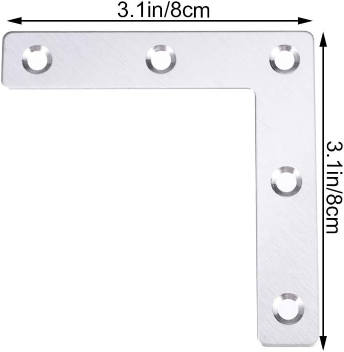 OUNONA Corner Brackets Angle Braces Flat L Shape Angle Brackets 80mm x 80mm Pack of 10 (L Shape) - Image 3