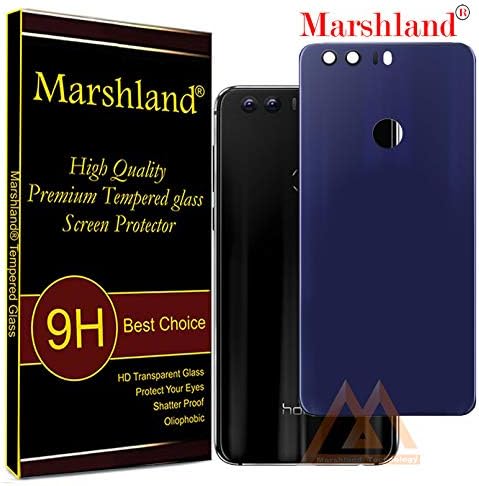 Marshland Battery Door Glass Back Cover Compatible with Honor 8 (Blue)