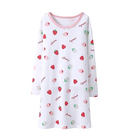 YuanDian Mädchen Nachthemd Lange Ärmel Herbst Winter Drucken Warm Weich 100% Baumwolle Kinder Nachtkleid Pajama Teenager Schl