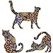 Cat Wall Sticker Trio - Set of 3 Stickers - Repositionable Cat Wall Decals in Flower Pattern (as Shown, S)