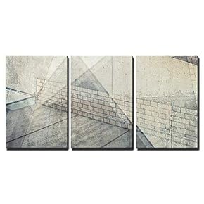 3 Piece Canvas Wall Art - Abstract Multi Exposure Background. Architectural Details. - Modern Home Art Stretched and Framed Ready to Hang - 16"x24"x3 Panels