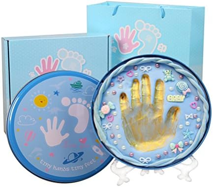 Baby Handprint Footprint Kit with Non Toxic&Sticky CLAY,Unique Baby Shower gifts-Significant keepsake kit for New Parents,Perfect for Nursery room,home.(Best Gifts for New Parents)