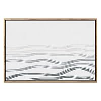 SIGNWIN Framed Canvas Print Wall Art Sea Wave Line Art Geometric Line Illustrations Modern Art Mid-Century Modern Colorful Warm for Living Room, Bedroom, Office - 16