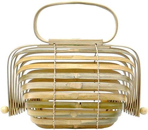Bootiki Folding Bamboo Handbag Collapsible Handmade Purse Summer Travel Tote (Small)