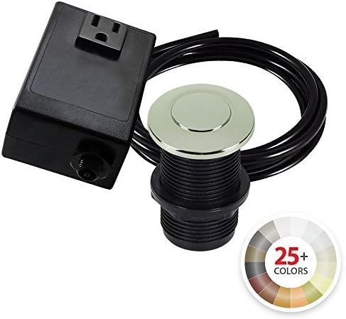 Single Outlet Garbage Disposal Turn On/Off Sink Top Air Switch Kit in Polished Nickel. Compatible with any Garbage Disposal Unit and Available in 25+ Finishes by NORTHSTAR DÉCOR. Model # AS010-PN