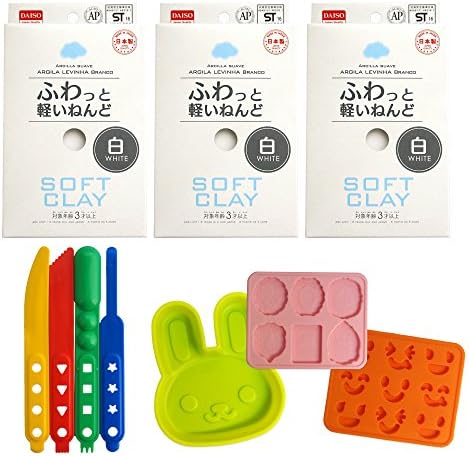 Soft clay White 3 packs &amp; Modeling tools / 3 Modeling mold random Set Clay Art Kids Craft