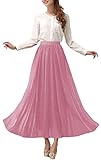 AfibiWomens Chiffon Retro Long Maxi Skirt Beach Ankle Length Skirt