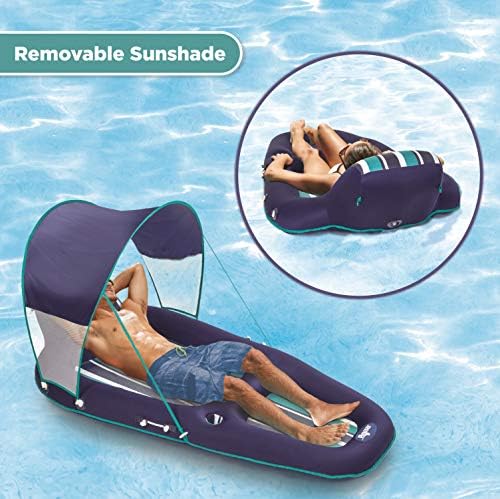 Inflatable aqua lounge pool float with valve and carry handle, worth $69.99.