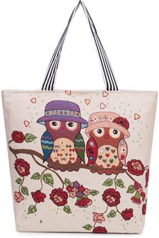 Heavy Duty Cotton Canvas Tote Bag (Zippered)Double Owl (18" x 17" x 4) …