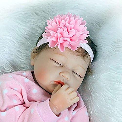 Silicone Reborn Baby Dolls Girl Look Real Eye Closed Pink Outfit 22 Inches
