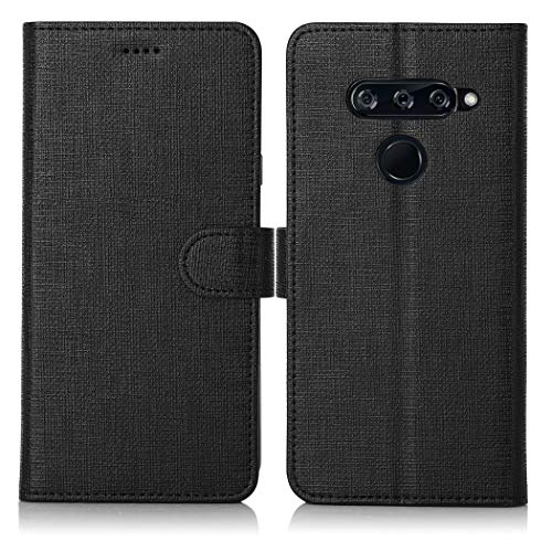 LG V40 ThinQ Case, LG V40 Case, Wallet Case Premuin PU Leather TPU Rubber Flip Cover Stand Card Slots Magnetic Slim Bumper Shockproof Anti-Scratch Protective LG V40 / LG V40 ThinQ 2018 Feitenn - Black