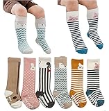 6 Pairs Unisex Animal Baby Girls Boys Socks Knee High Stockings Anti Skid Socks