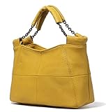 Jack&Chris Splicing Satchel Crossbody Bags for Women Leather Top Handle Handbags, WB503 (Yellow)