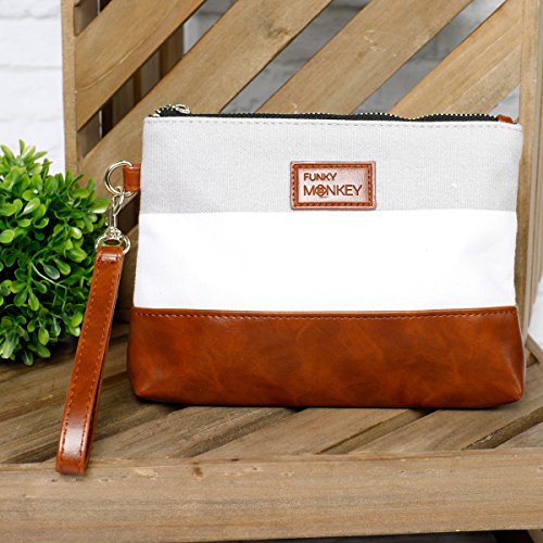 Madi-Collection-Wristlet-Wallet-Clutch-Phone-Purse-Bag-3-Size-Gray-White-Stripe-Funky-Monkey-Fashion