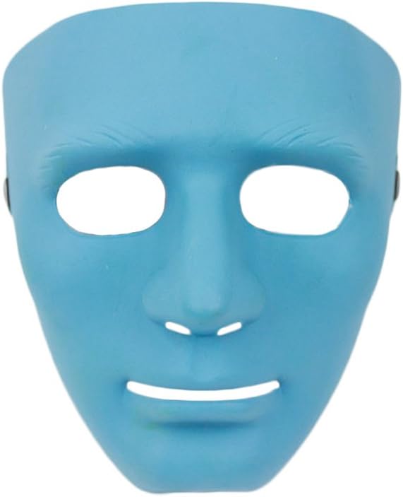 Meimask White mask Blank Mask Male Mask Full Face Plastic Mask Halloween Ghost Dance Hip-hop Performances Masks (1pc, Blue)