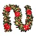 BullStar 9 Feet Christmas Decorations Christmas Garland with Lights Artificial Wreath with Berries and Pinecones Xmas Decorations for Stairs Wall Door (1 Pack, C-red)