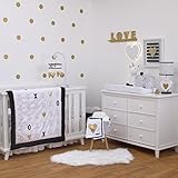 NoJo NoJo - XOXO - 4-Piece Crib Bedding Set, Black, White, Gold