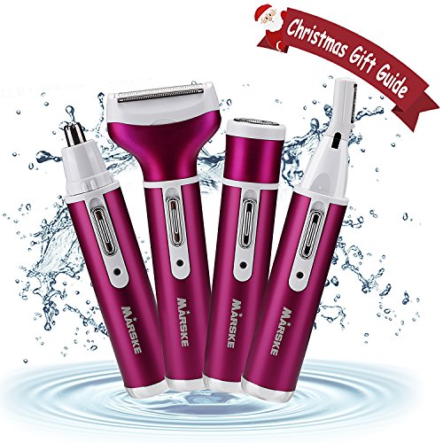 Electric Women Shaver 4 in 1 Rechargeable Cordless Eyebrow Shaper Nose Hair Trimmer Facial Body Hair Removal Painless Razor for Women Men
