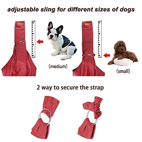 Wokow Dog Sling Pet Carries, Hands-Free Waterproof Lightweight Shoulder Carrier Bag with Dog Leash/Pocket and Adjustable Lengthened Strap for Small Medium Cat/Puppy/Rabbit up to 16lb Outdoor Travel