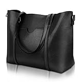 Women Top Handle Satchel Handbags Shoulder Bag Tote Purse Greased Leather Iukio (Black)