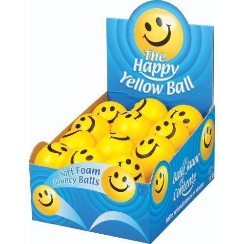 Pack Of 5 Happy Yellow Smiley Face Squeezy Stress Relief Balls