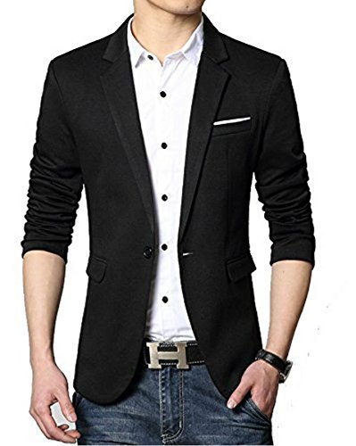 belario men's black casual cum party wear blazer