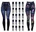 Enimay Women's Jean Look Leggings Tights Pants Floral Design Fashion Rips Ripped