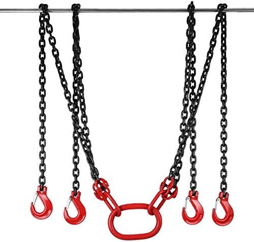 Geindus Chain Sling 9/32" X9" Engine Lift Chain 3 Ton G80 Alloy Steel Engine Chain Hoist With 4 Leg