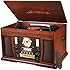 Victrola VTA-750B Nostalgic Aviator 7-in-1 Turntable Wooden Entertainment Center with Bluetooth, Mahogany