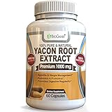 Yacon Root Syrup Extract 1000mg serving - Raw Natural Prebiotic & Probiotic Supplement, Rich in FOS & Antioxidants - Research Verified To Support Healthy Digestion & Weight Loss (60 Capsules)
