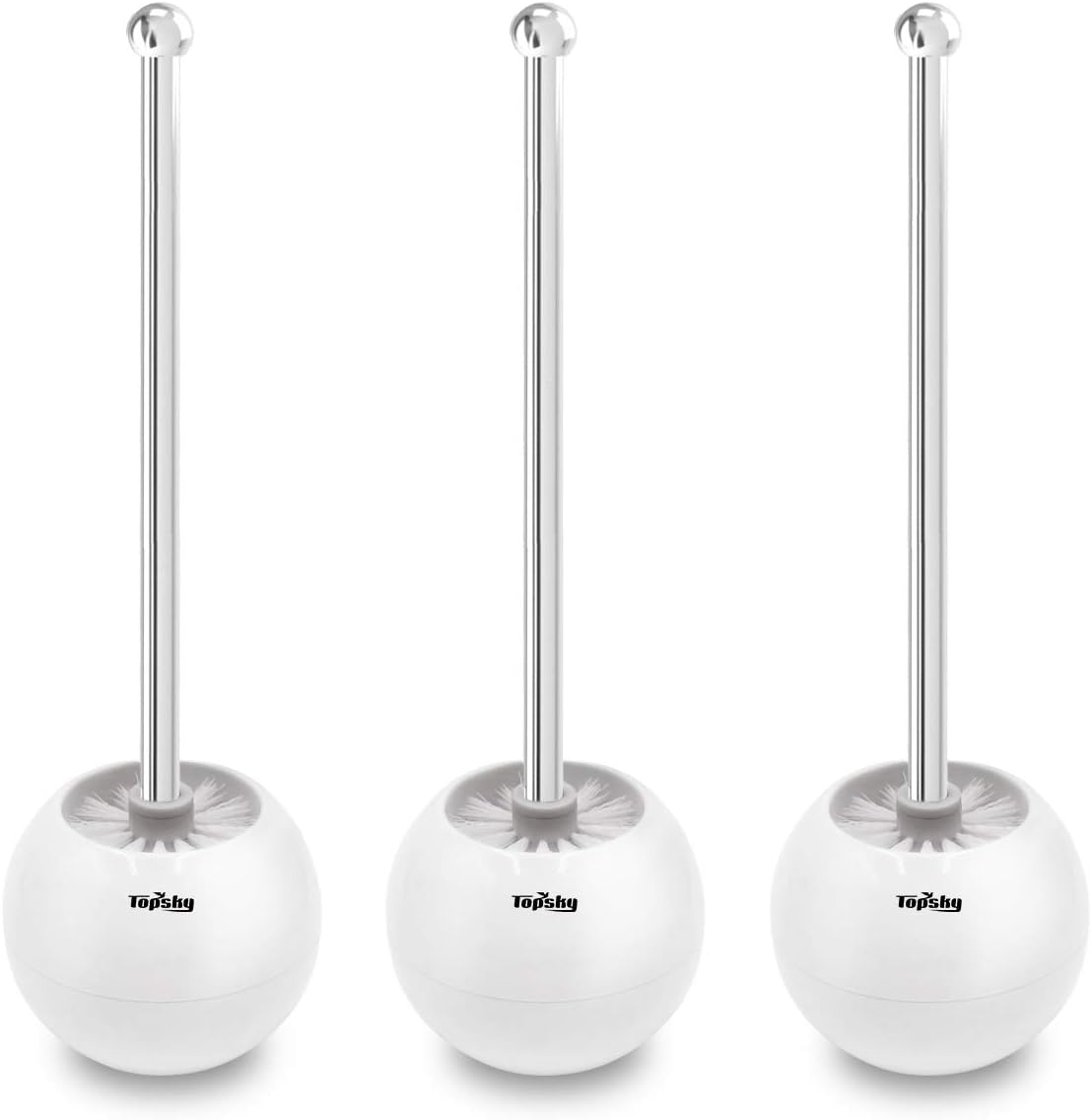 TOPSKY Toilet Brush with Holder, Compact Toilet Bowl with Extra Long