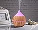 PRIBUY 200ml Humidifier, Humidifer with Bluetooth Speaker, 7 Color Soothing LED Lights, Ultrasonic Cool Mist Wood Grain Humidifier, Waterless Auto Shut-Off