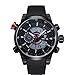 WEIDE Multi-functional Waterproof Men's Boys LED Digital Analog Dual Time Display Sports Wrist Watch (Black).