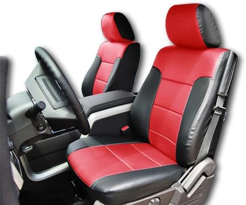 Iggee Black/Red Artificial Leather Custom fit Front seat Cover Designed for 2009-2014 Ford F-150