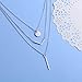 S925 Sterling Silver Triple Layer Pendant Choker Necklace for Women 16