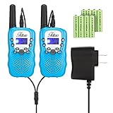 Fetoo Kids Walkie Talkies 22 Channe FRS/GMRS Two Way Radios with Charger and 8 Batteries (Blue, Pack of 2)