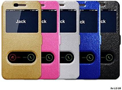 Baanuse LG G6 Case Flip Thin Cover Case Dual Window View Stand Feature Magnetic Closure Premium PU Leather Cover for LG G6 Black