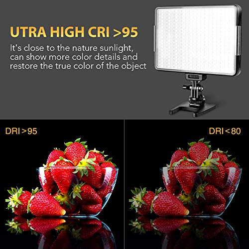 360 LED Video Light Panel, Dimmable Camera Camcorder Video Light, 3200k-5600k Portable Photography Lighting with 4400mAh Battery and Charger for Canon, Nikon, Pentax, Sony and Olympus DSLR Camera
