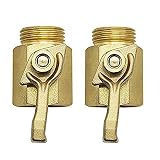 Highmoor Heavy Duty 3/4" Brass Shut Off Valve Garden Hose Thread Connector Water Flow Control 2pcs