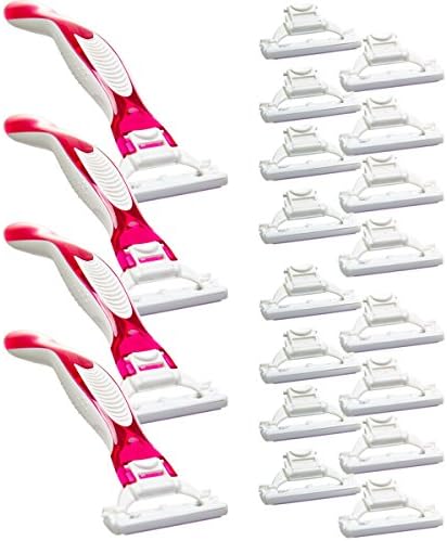 Womens Triple Blades 4 Handles 20 Replacement Cartridges Safety Razor Disposable Bulk Pack