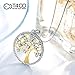 T400 Tree of Life Necklace 925 Sterling Silver Golden Round Pendant Jewelry Gift for Mother Women